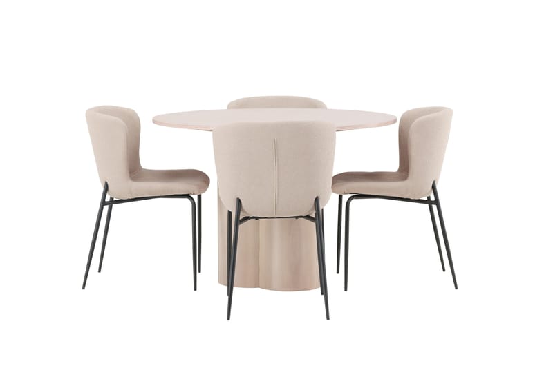 Olivia Matgrupp 110 cm Rund med 4 Modesto stolar - Whitewash - Products - Möbler - Bord & matgrupp - Matgrupp