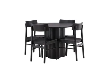 Olivia Matgrupp 110 cm Rund med 4 Montros Stolar - Svart - Products - Möbler - Bord & matgrupp - Matgrupp