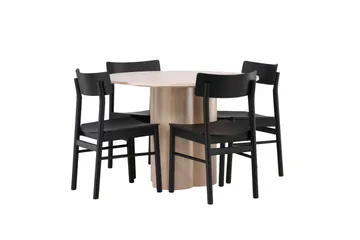 Olivia Matgrupp 110 cm Rund med 4 Montros stolar - Whitewash - Products - Möbler - Bord & matgrupp - Matgrupp
