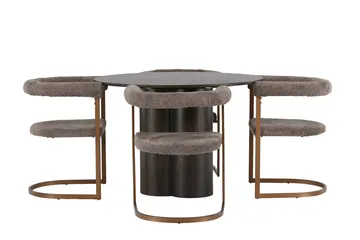 Olivia Matgrupp 110 cm Rund med 4 Morning stolar - Brun - Products - Möbler - Bord & matgrupp - Matgrupp