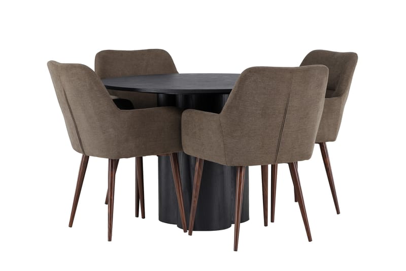 Olivia Matgrupp 110 cm Rund med 4 Tomorrow Stolar - Svart - Products - Möbler - Bord & matgrupp - Matgrupp