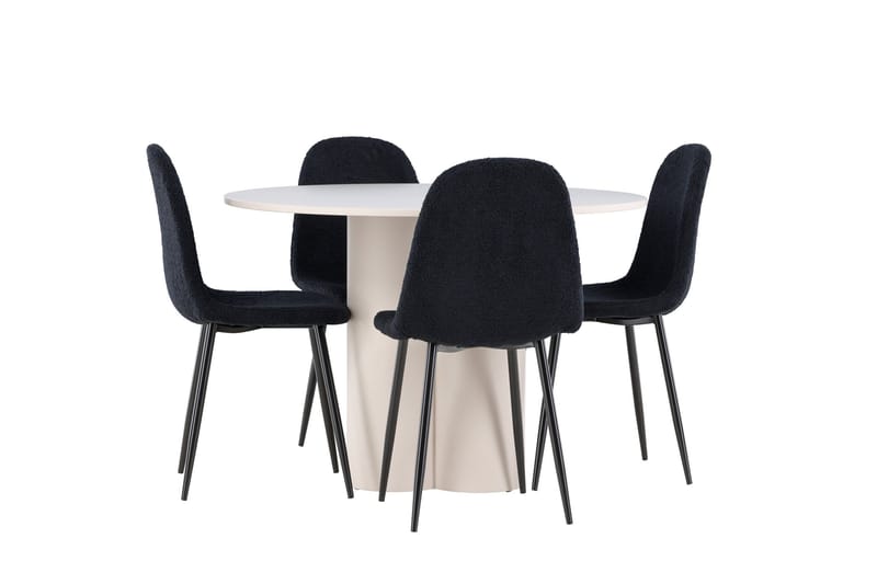 Olivia Matgrupp 110 cm Rund med 4 Polar stolar - Beige/Svart - Products - Möbler - Bord & matgrupp - Matgrupp