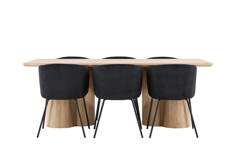 Olivia Matgrupp 210 cm Rektangulär med 6 Berit stolar - Whitewash/Svart - Products - Möbler - Bord & matgrupp - Matgrupp