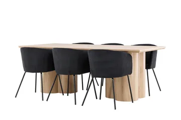 Olivia Matgrupp 210 cm Rektangulär med 6 Berit stolar - Whitewash/Svart - Products - Möbler - Bord & matgrupp - Matgrupp