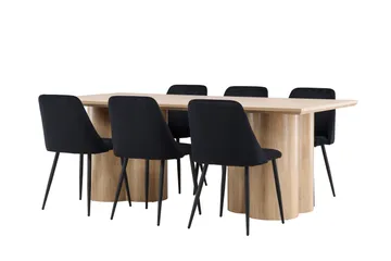 Olivia Matgrupp 210 cm Rektangulär med 6 Night stolar - Whitewash/Svart - Products - Möbler - Bord & matgrupp - Matgrupp