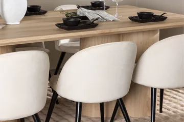 Olivia Matgrupp 210 cm Rektangulär med 6 Velvet stolar - Whitewash/Beige - Products - Möbler - Bord & matgrupp - Matgrupp