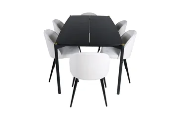 Pelle Matgrupp 190 cm Rektangulär med 6 Velvet stolar - Beige - Products - Möbler - Bord & matgrupp - Matgrupp