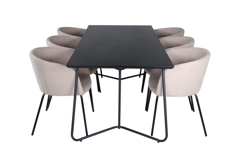 Petra Matgrupp 190 cm Rektangulär med 6 Berit stolar - Beige - Products - Möbler - Bord & matgrupp - Matgrupp