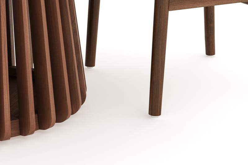 Peyra Matgrupp 120 cm Rund med 4 Dastoori Matstol - 2220070-4,1893317-1 - Valnöt / Brun / Beige - Products - Möbler - Bord & matgrupp - Matgrupp