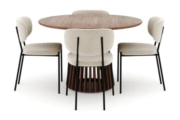 Peyra Runt Matbord 120 cm med 4 Gemmiano Stolar - Valnöt - Products - Möbler - Bord & matgrupp - Matgrupp