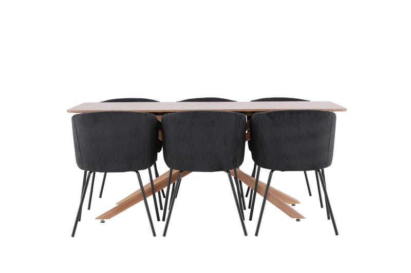 Piazza Matgrupp 180 cm Rektangulär med 6 Berit stolar - Mocca/Svart - Products - Möbler - Bord & matgrupp - Matgrupp