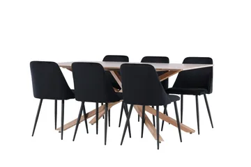 Piazza Matgrupp 180 cm Rektangulär med 6 Night stolar - Mocca/Svart - Products - Möbler - Bord & matgrupp - Matgrupp