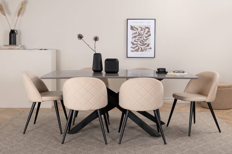 Piazza Matgrupp 180 cm Rektangulär med 6 Velvet stolar - Beige - Products - Möbler - Bord & matgrupp - Matgrupp