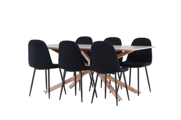 Piazza Matgrupp 180 cm Rektangulär med 6 Polar stolar - Mocca/Svart - Products - Möbler - Bord & matgrupp - Matgrupp