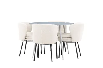 Plaza Matgrupp 100 cm Rund med 4 Agnes stolar - Grå/Vit - Products - Möbler - Bord & matgrupp - Matgrupp