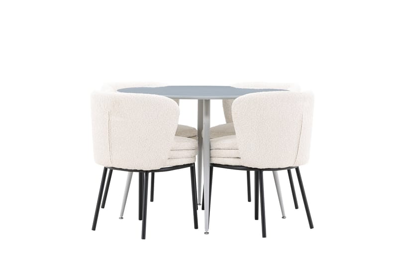 Plaza Matgrupp 100 cm Rund med 4 Agnes stolar - Grå/Vit - Products - Möbler - Bord & matgrupp - Matgrupp