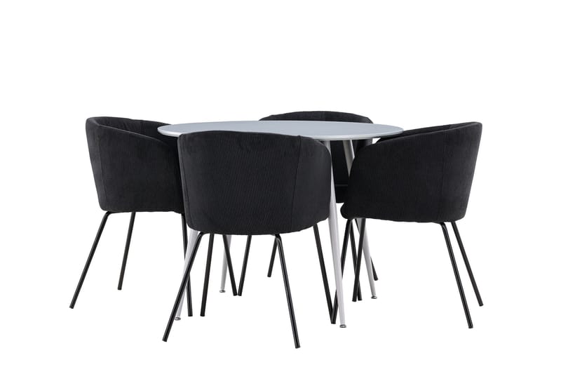 Plaza Matgrupp 100 cm Rund med 4 Berit stolar - Grå/Svart - Products - Möbler - Bord & matgrupp - Matgrupp