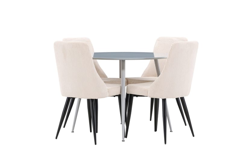 Plaza Matgrupp 100 cm Rund med 4 Leone stolar - Grå/Beige - Products - Möbler - Bord & matgrupp - Matgrupp
