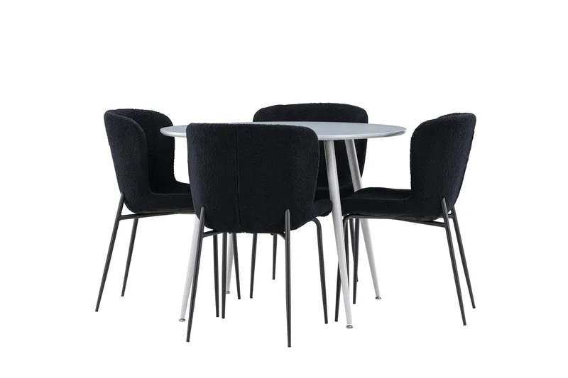 Plaza Matgrupp 100 cm Rund med 4 Modesto stolar - Grå/Svart - Products - Möbler - Bord & matgrupp - Matgrupp