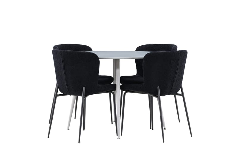 Plaza Matgrupp 100 cm Rund med 4 Modesto stolar - Grå/Svart - Products - Möbler - Bord & matgrupp - Matgrupp
