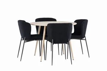 Plaza Matgrupp 100 cm Rund med 4 Modesto stolar - Whitewash/Svart - Products - Möbler - Bord & matgrupp - Matgrupp