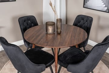 Plaza Matgrupp 100 cm Rund med 4 Velvet Deluxe stolar - Svart - Products - Möbler - Bord & matgrupp - Matgrupp