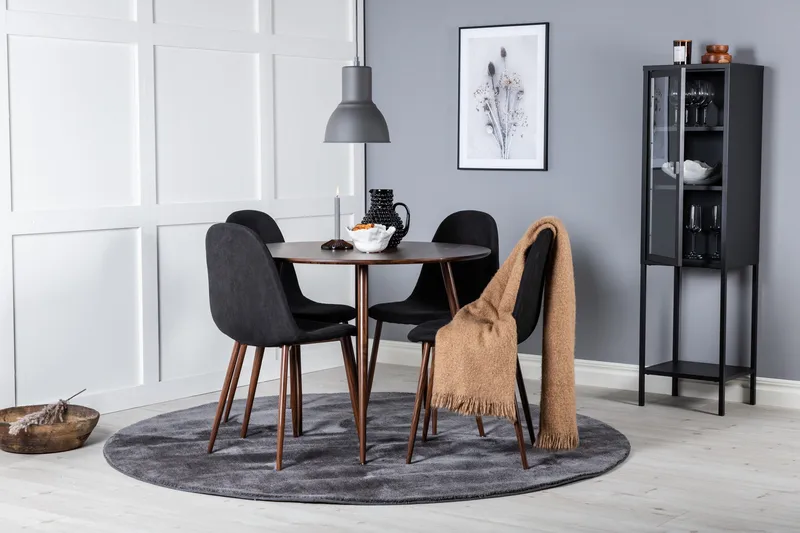 Plaza Matgrupp 100 cm Rund med 4 Polar stolar - Svart - Products - Möbler - Bord & matgrupp - Matgrupp