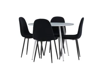 Plaza Matgrupp 100 cm Rund med 4 Polar stolar - Grå/Svart - Products - Möbler - Bord & matgrupp - Matgrupp