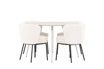 Plaza Matgrupp 120 cm Rund med 4 Agnes stolar - Beige/Vit - Products - Möbler - Bord & matgrupp - Matgrupp