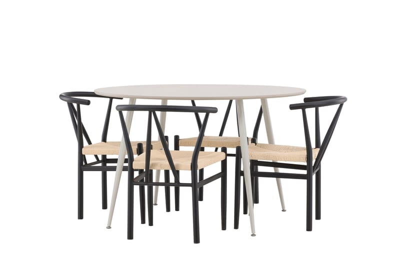 Plaza Matgrupp 120 cm Rund med 4 Alfons stolar - Beige/Svart - Products - Möbler - Bord & matgrupp - Matgrupp