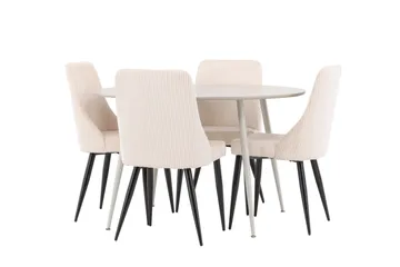 Plaza Matgrupp 120 cm Rund med 4 Leone stolar - Beige/Beige - Products - Möbler - Bord & matgrupp - Matgrupp