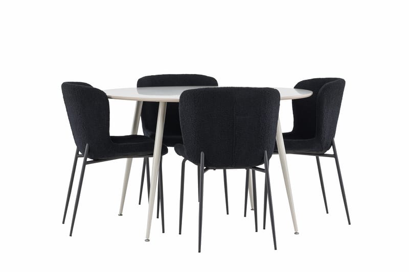 Plaza Matgrupp 120 cm Rund med 4 Modesto stolar - Beige/Svart - Products - Möbler - Bord & matgrupp - Matgrupp