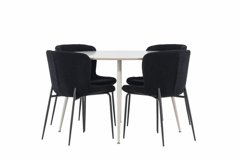 Plaza Matgrupp 120 cm Rund med 4 Modesto stolar - Beige/Svart - Products - Möbler - Bord & matgrupp - Matgrupp