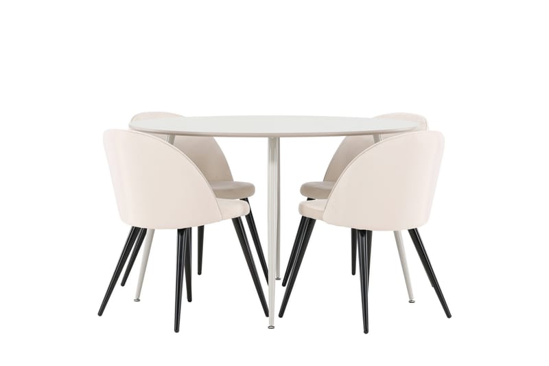 Plaza Matgrupp 120 cm Rund med 4 Velvet stolar - Beige/Beige - Products - Möbler - Bord & matgrupp - Matgrupp