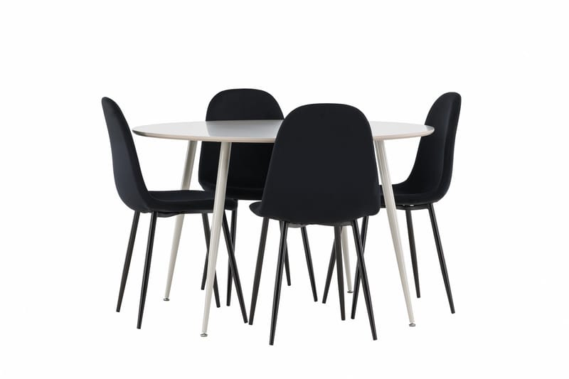 Plaza Matgrupp 120 cm Rund med 4 Polar stolar - Beige/Svart - Products - Möbler - Bord & matgrupp - Matgrupp