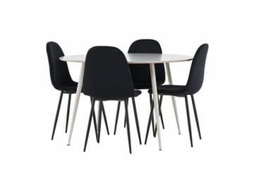 Plaza Matgrupp 120 cm Rund med 4 Polar stolar - Beige/Svart - Products - Möbler - Bord & matgrupp - Matgrupp