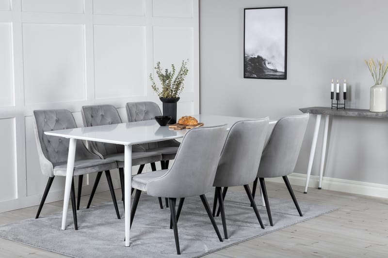 Polar Matgrupp 180 cm Rektangulär med 6 Velvet Deluxe stolar - Svart - Products - Möbler - Bord & matgrupp - Matgrupp