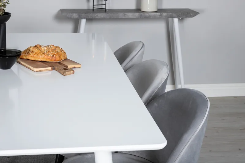 Polar Matgrupp 180 cm Rektangulär med 6 Velvet stolar - Svart - Products - Möbler - Bord & matgrupp - Matgrupp