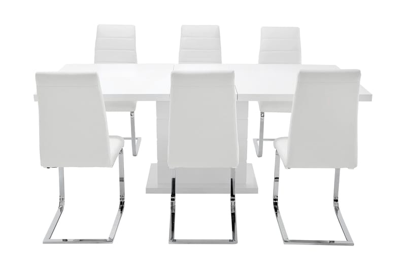 Ratliff Matgrupp 180 cm + 6 Sorado Stol - Vit/Krom - Products - Möbler - Bord & matgrupp - Matgrupp