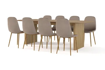 Richeto Matbord 240 cm ek +  8 st Nibe stol brun med ek ben - Natur/Brun - Products - Möbler - Bord & matgrupp - Matgrupp