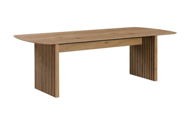 Richeto Matbord 240 cm med 6 Katy Matstolar - Naturlig finish / Greige Bouclé / Metallben Svart - Products - Möbler - Bord & matgrupp - Matgrupp