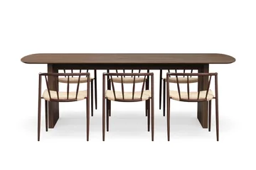 Richeto Matbord 240 cm med 6 Winston Matstolar - Rökt ek / Beige / Metallben Rökt ek - Products - Möbler - Bord & matgrupp - Matgrupp