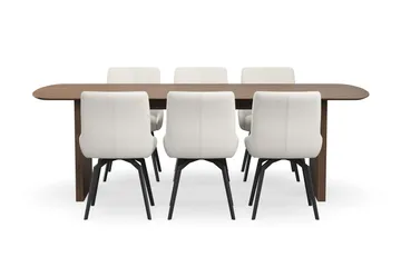 Richeto Matgrupp 240 cm med 6 Mora Snurrstolar - Rökt ek/Ljusbeige - Products - Möbler - Bord & matgrupp - Matgrupp