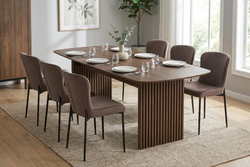 Richeto Matgrupp Rökt Ek 210 cm med 6 Elsie Matstolar - Rökt ek/Brun - Products - Möbler - Bord & matgrupp - Matgrupp