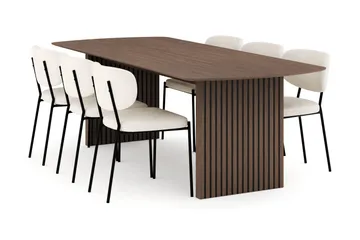 Richeto Matgrupp Rökt Ek 240 cm med 6 Gemmiano Matstolar - Rökt ek - Products - Möbler - Bord & matgrupp - Matgrupp