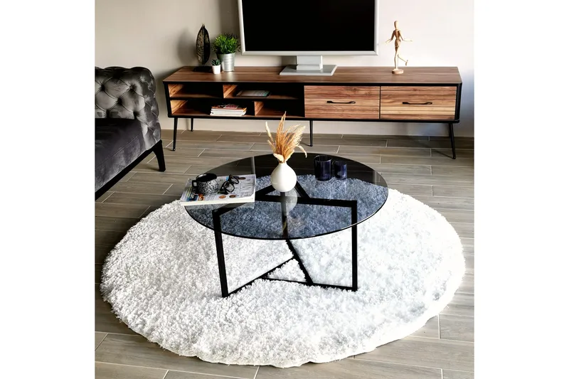 Sabani Soffbord 75 cm Runt X-formade Ben - Grå - Products - Möbler - Bord & matgrupp - Soffbord