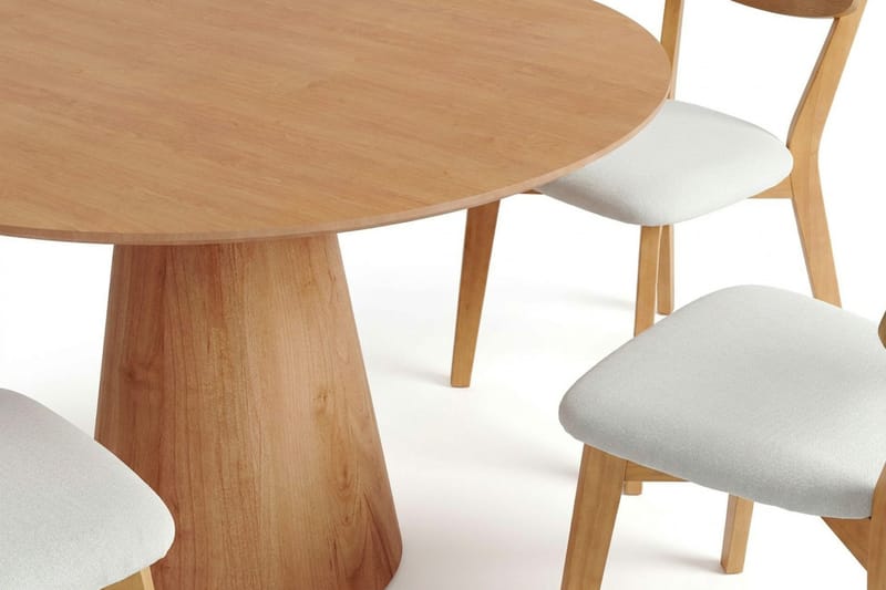 Siena Matgrupp 110 cm runt i Ek med 4 Amelia Matstolar med Dyna - Ek/Beige - Products - Möbler - Bord & matgrupp - Matgrupp