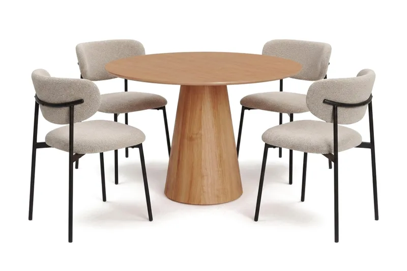 Siena Matgrupp runt 110 cm Ek med 4 Lucy Matstolar - Ek - Products - Möbler - Bord & matgrupp - Matgrupp