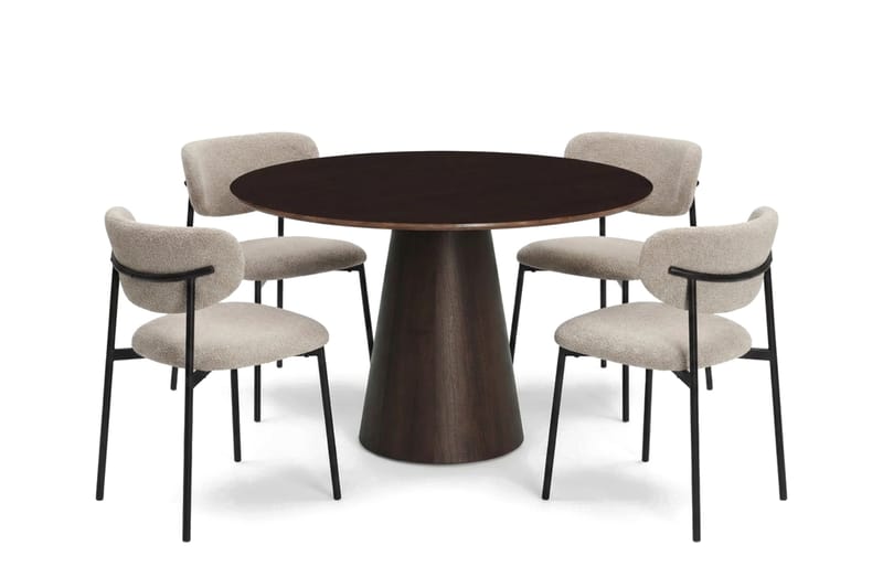 Siena Matgrupp runt 110 cm Rökt Ek med 4 Lucy Matstolar - Rökt Ek - Products - Möbler - Bord & matgrupp - Matgrupp