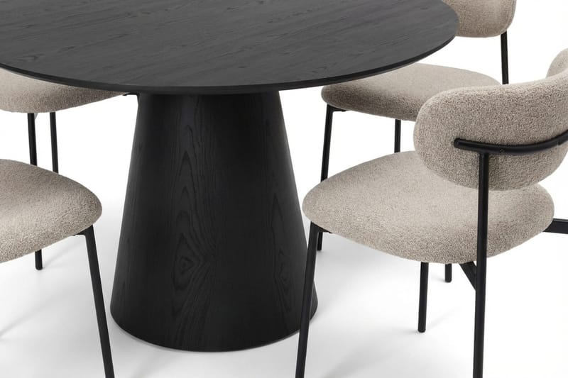 Siena Matgrupp runt 110 cm Svart med 4 Lucy Matstolar - Svart - Products - Möbler - Bord & matgrupp - Matgrupp